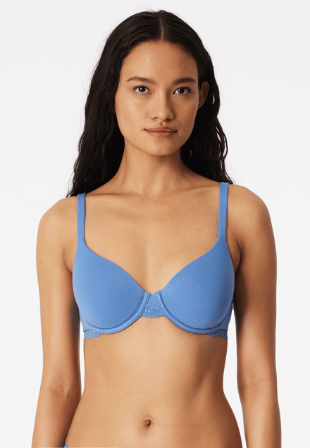 BH met cups, kant, aquablauw - Unique Cotton 70D