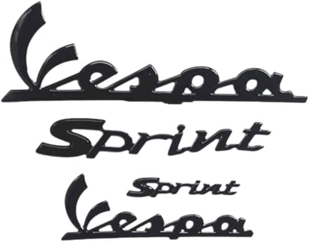 Vespa Sprint sticker set 4-delig - logo 3D glans zwart