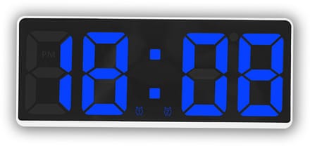 longziming -Digitale Wekker met Temperatuur – LED Display – Spraakbediening – Verstelbare Helderheid – Wit/Blauw