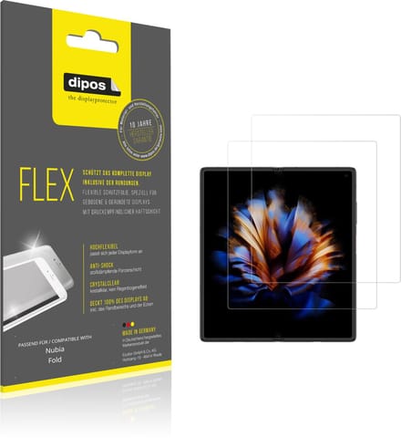 dipos – 2x Beschermfolie geschikt voor Nubia Fold Innenseite | 3D Full Cover Screenprotector | 100% Passend