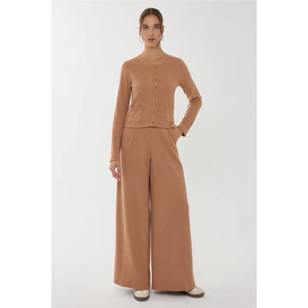 Brede Lange Broek met Elastische Taille