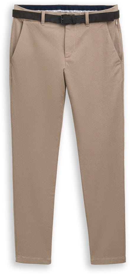 Tom Tailor - TTTRAVIS SLIM chino met riem - Maat 32/36 - beige brown zig zag structure