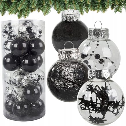 HANGZHOU A LINK STAR TECHNOLOGY CO. LIMITTED BOMBKI - Kerstbal Set - 24 Stuks - Zwart en Transparant
