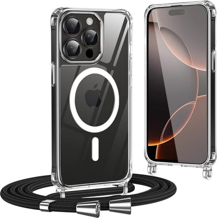 Geschikt voor Apple iPhone 16 Pro Max - Siliconen Sleutelkoord Back Cover Hoesje - Transparant