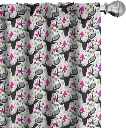 ABAKUHAUS Herten gordijnen – 2-delige set van microvezel, multicolor