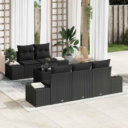 vidaXL Tuin Sofa Set Zwart poly rattan