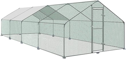 ACXIN Kippenhok met Ren - 3x8x2m - Verzinkt Frame - PVC Net - PE Dak