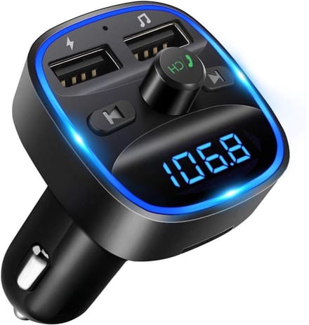 KAD® Bluetooth Transmitter - FM Transmitter Bluetooth - Handsfree Carkit - Zwart - 5cm x 5cm x 8cm