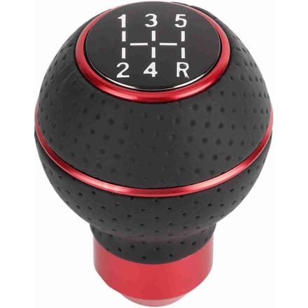5-traps Schakelknop Pook Aluminiumlegering en Leer Handmatige Auto Accessoire Red