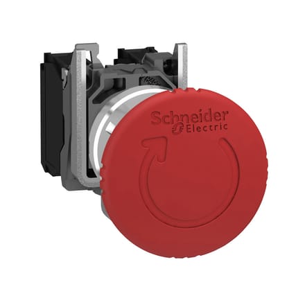 Schneider Electric Rood ø40 emergency stop switching off ø22 latching turn release 2nc+1no