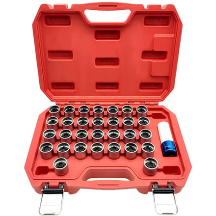 31 stuks Security Master Locking Wheel Moer Sleutel Antidiefstal Schroef Dopsleutel Tool Kit Vervanging voor 0 zilver