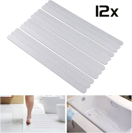 DW4Trading Zelfklevende Transparante Antislip Stickers Strips - 12 Stuks - 20x2 cm