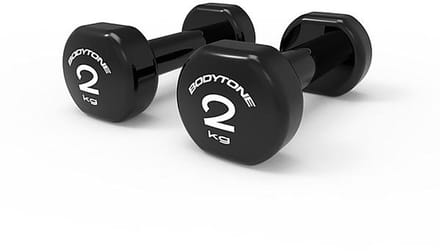 Bodytone V2 2kg Pvc-gecoate Dumbbell 2 Eenheden Zwart 2 kg