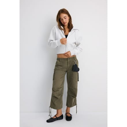 Stradivarius Sweater met capuchon en rits  Grijs melange S