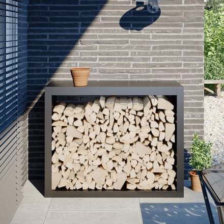 Hout Rek - Brandhout Opslag - Open Haard - Stalen Constructie - 100x40x80cm - Antraciet