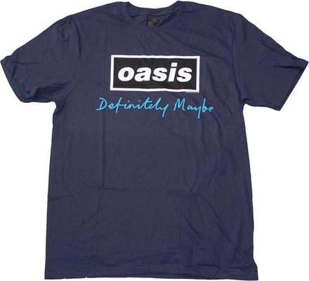 Oasis - Definitely Maybe Text Logo Heren T-shirt - S - Donkerblauw