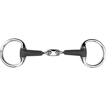 Mors 2 ringen voor paard in rubber olijf met dubbele kromming York