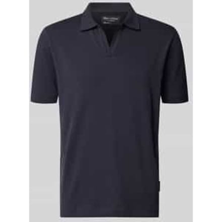 regular fit poloshirt van mix van katoen en linnen