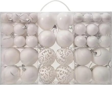 Nivard Kerstballen - Kerstversiering - Plastic - Wit - Kerstballenset - 100 stuks