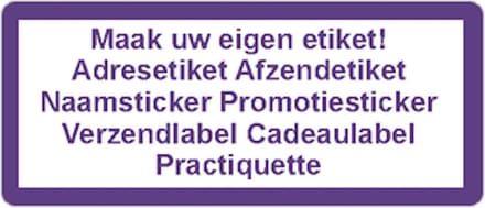Adressticker - paars - paarse tekst - 250 stuks - 21x48mm - rechthoek - gepersonaliseerd - met eigen tekst