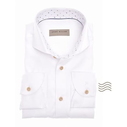 John Miller Overhemd Luxury Cotton Two-Ply Subtle Contrast Wit / male