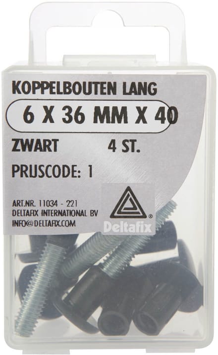 koppelbouten lang 6x36mm zwart