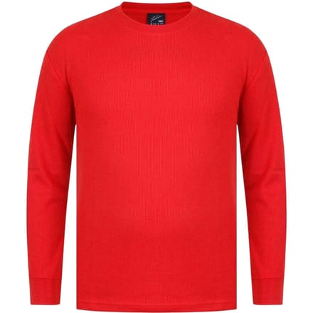 Fabric Heren Wafel T-shirt met lange mouwen (Rood)