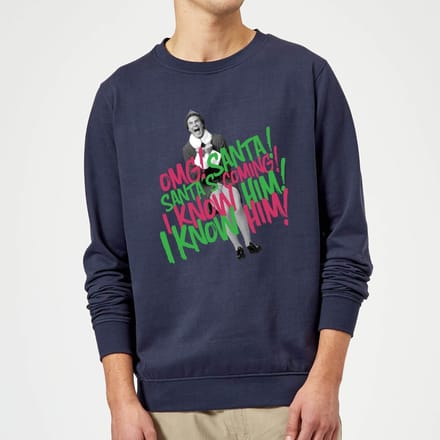 Elf Santa! I Know Him! Christmas Jumper - Navy - XL