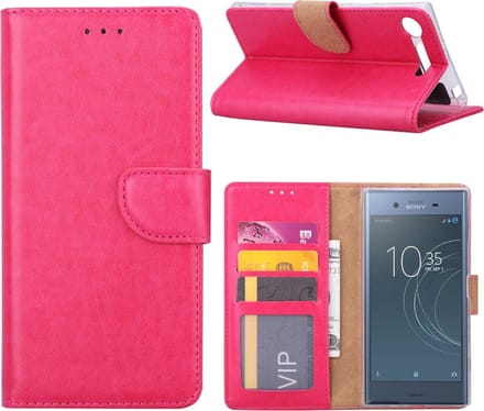 Bookcase Geschikt voor: Sony Xperia XZ1 - Roze - portemonee hoesje