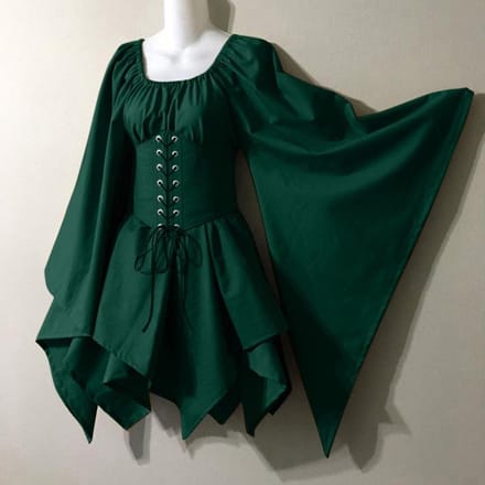 Mode Femme Vintage Gothique Manches Longues Europe Médiévale Robe du 18e Siècle 3XL black