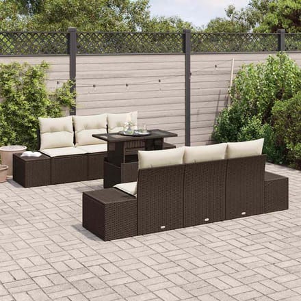 vidaXL - Tuinbank - Set - 7 - st - Bruin - en - Crème