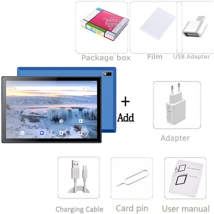 BDF P30 10,1 pouces 8 Go RAM+256 Go ROM Android 13 Pad Réseau 3G 4G Lte Tablette PC Appel Tablettes Android EU Plug bleu