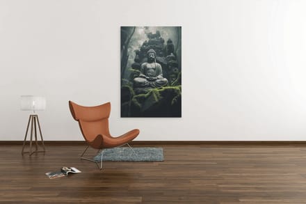Canvas Schilderij - Standbeeld - Boeddha - Wanddecoratie - 120x80x2 cm