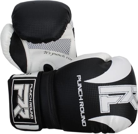 Punch Round Bokshandschoenen SLAM Mat Carbon Zwart Wit