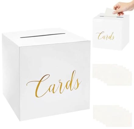 Witte trouwkaartendoos met 10 kaarten voor bruiloften en evenementen