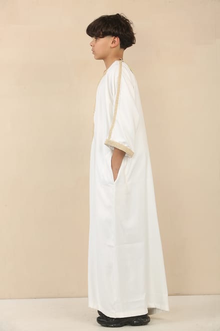 Kinderjongens witte Marokkaanse Thobe Jubba Robe Eid Djellaba Gandoura