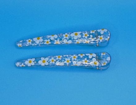 Duckklem met bloemenprint blauw
