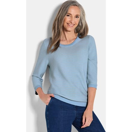 Tricot pullover van katoen - rookblauw / gedess. - Gr. 24 van Goldner Fashion