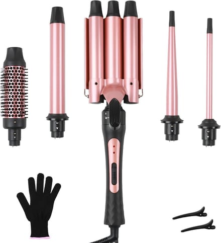 Krultang Set - Haarstyling Tools - Verschillende Looks - 5 Verwisselbare Opzetstukken - 9-32 mm - Zwart