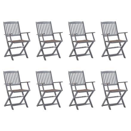 vidaXL - Inklapbare - stoelen - 8 - st - met - kussens - massief - acaciahout