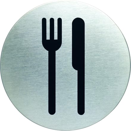 Pictogram deurbordje Restaurant Durable RVS rond 83 mm