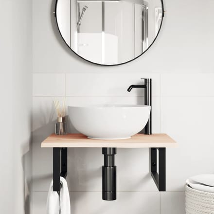 vidaXL - Badkamer - wandschap - staal - en - massief - eikenhout