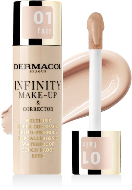 Dermacol Infinity Make-up en Concealer - Multi-use Foundation - Hypoallergeen - Super Dekking - Waterproof - SPF 15 - 01 Fair