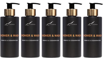 Shower & Wash Orange & Cedarwood 300 ml - gouden pomp - 5 stuks