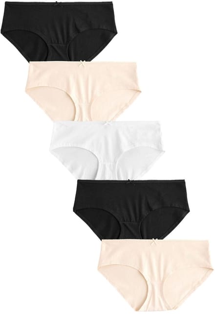 Next - Dames - Set van 5 katoenrijke korte slips - Zwart