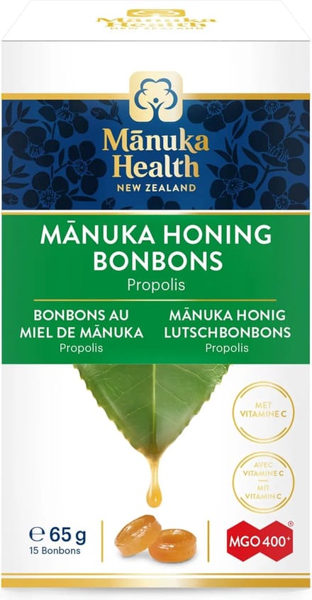 Manukahoning druppels (zuigtabletten) 65g met propolis en vitamine C Manuka Health