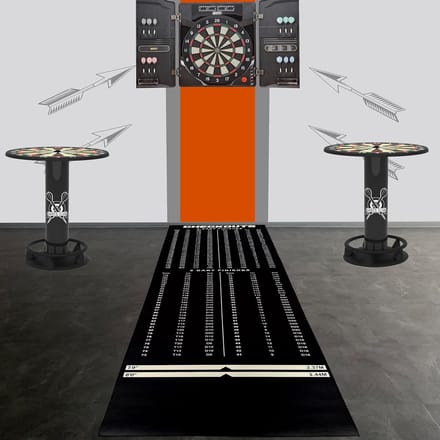 Dartmat - Vloerbeschermer - Darten - Geïntegreerde Werplijnen - 100x285 cm - Zwart Wit Grijs