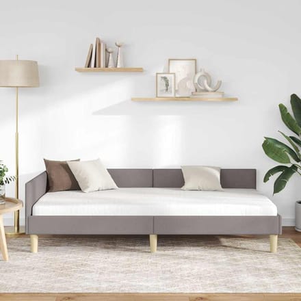 vidaXL - Hoek - Bed - Frame - Taupe - 100 - x - 200 - cm - Stof