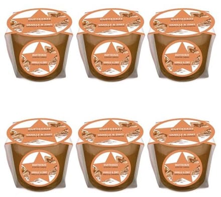 Mini geurkaarsen set van 6 - Vanille Kaneel kersteditie, luxe cadeauverpakking