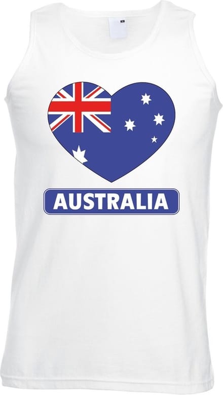 Australie singlet shirt/ tanktop met Australische vlag in hart wit heren S